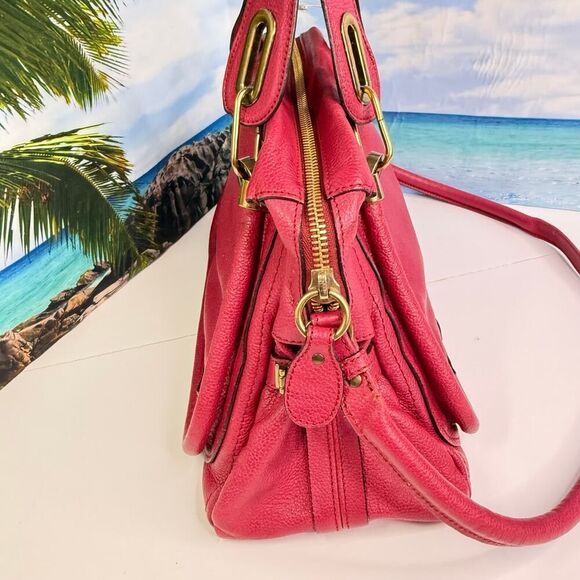 Chloé Paraty Satchel Raspberry Pink Leather Bag Gold Hardware - Picture 5 of 16